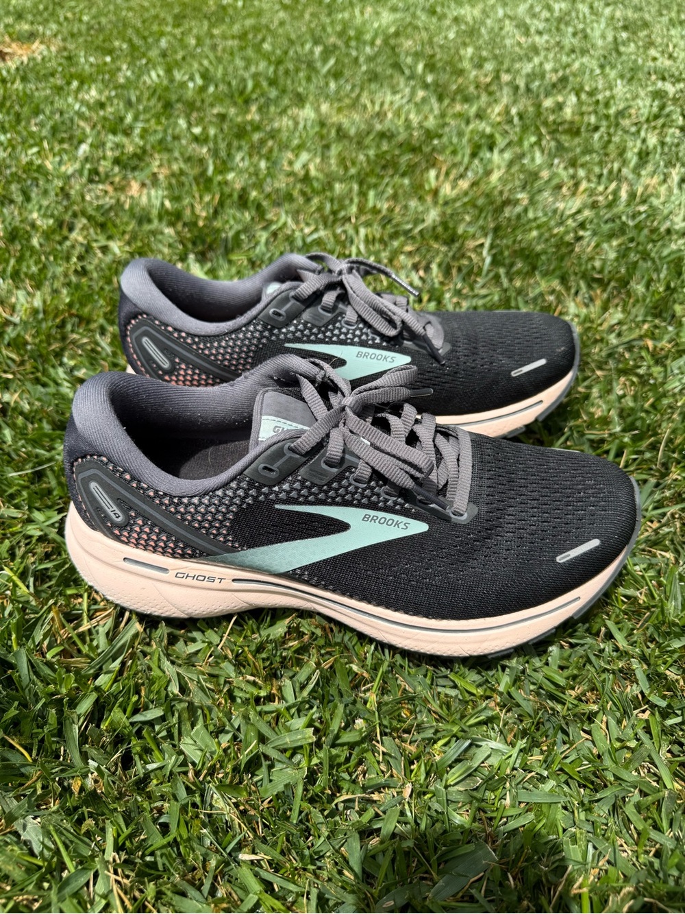 Brooks Black Running Shoes with Mint and Peach Accents